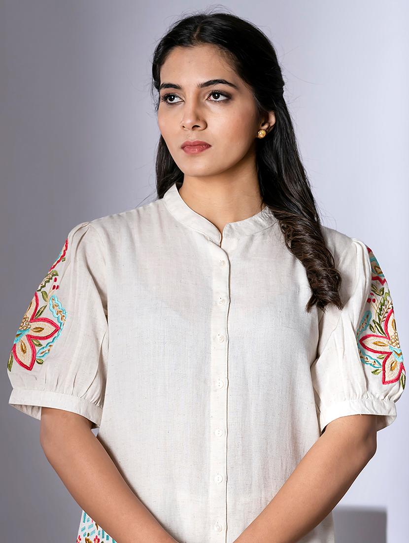 women embroidered short sleeve ethnic co-ord set - 21766719 - Standard Image - 2