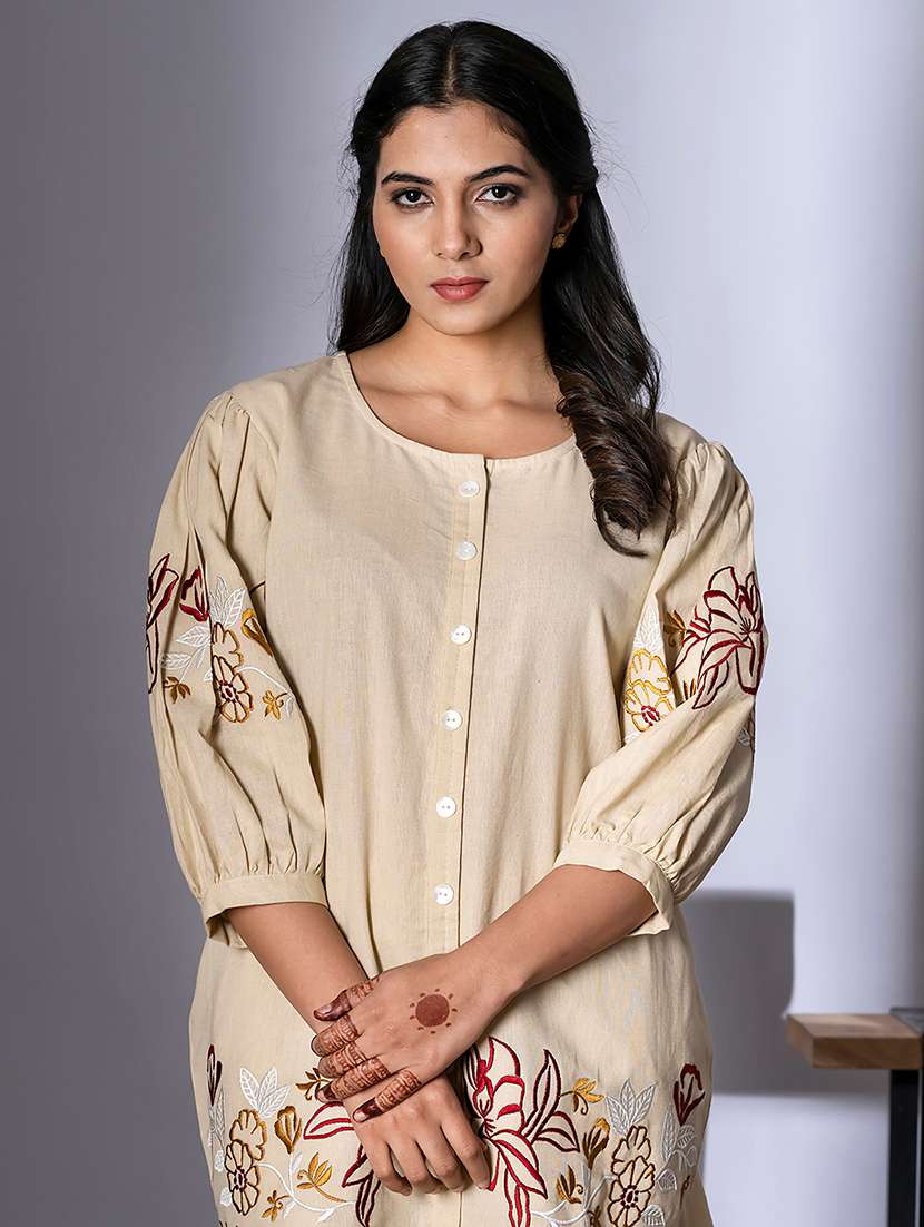 women three quarter sleeve ethnic co-ord set - 21766720 - Standard Image - 2