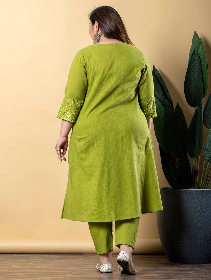 women plus size three quarter sleeve kurta pant set - 21766873 -  Standard Image - 2