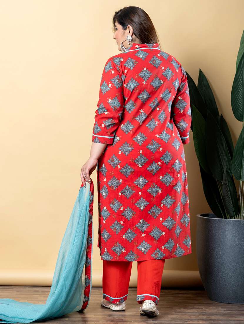 women three quarter sleeve kurta pant with dupatta set - 21766878 - Standard Image - 2