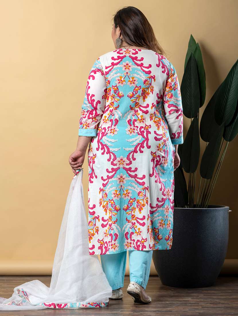 women three quarter sleeve kurta pant with dupatta set - 21766879 - Standard Image - 2