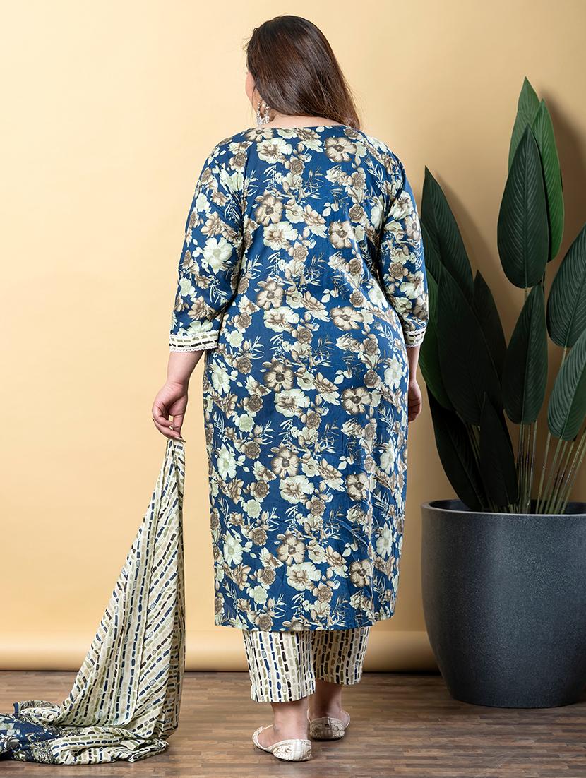 women three quarter sleeve kurta pant with dupatta set - 21766883 - Standard Image - 2