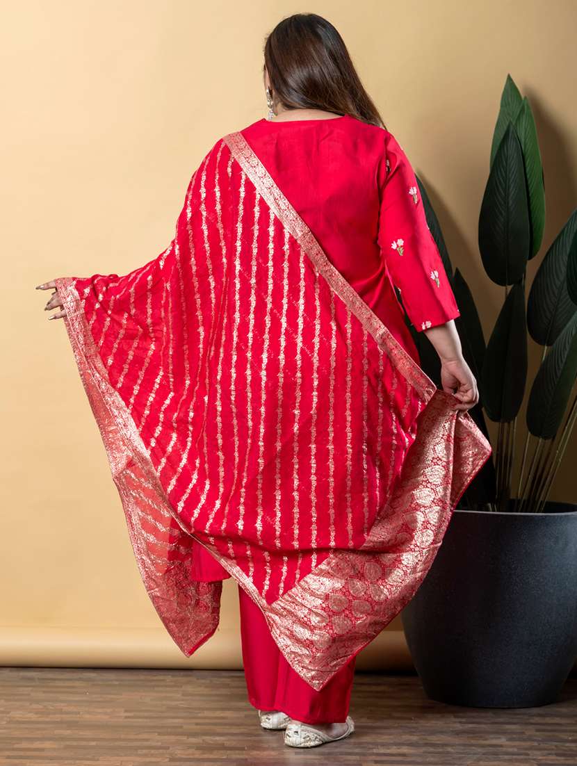 women three quarter sleeve kurta pant with dupatta set - 21766888 -  Standard Image - 2