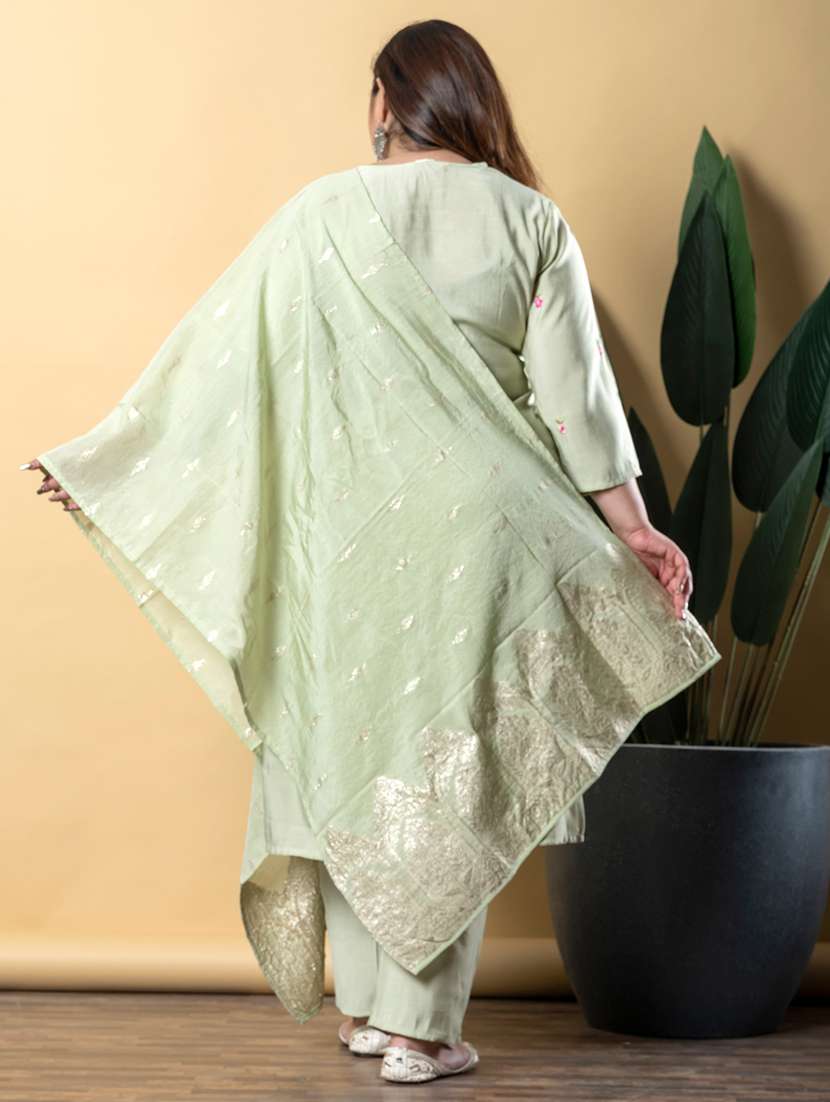 women three quarter sleeve kurta pant with dupatta set - 21766890 -  Standard Image - 2