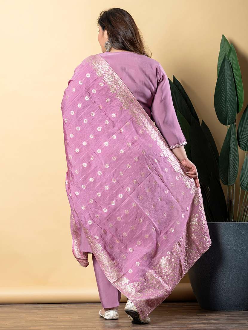 women three quarter sleeve kurta pant with dupatta set - 21766892 - Standard Image - 2