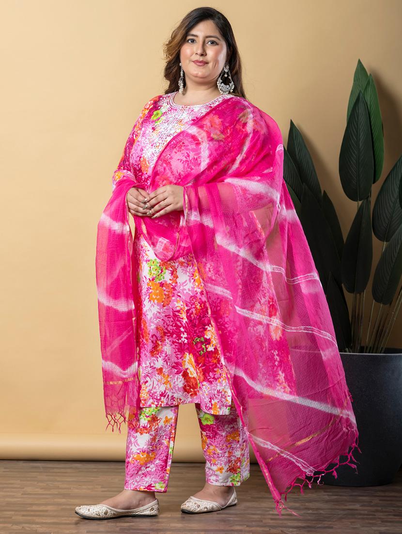 women three quarter sleeve kurta pant with dupatta set - 21766893 - Standard Image - 2