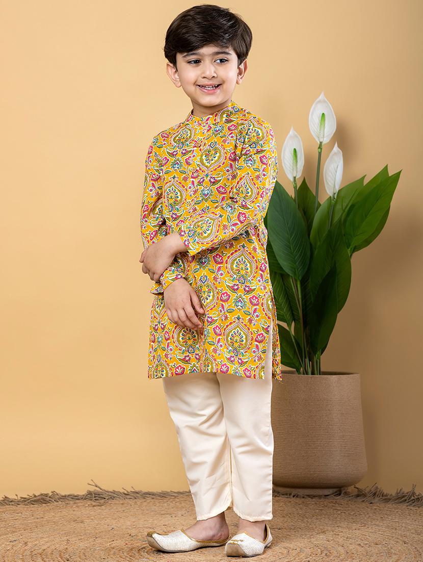 boys printed long sleeves kurta pyjama set - 21766925 - Standard Image - 2