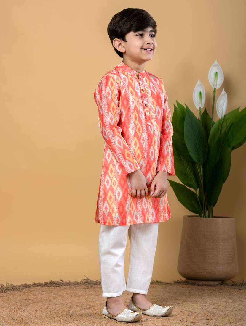 boys printed long sleeves kurta pyjama set - 21766931 -  Standard Image - 2