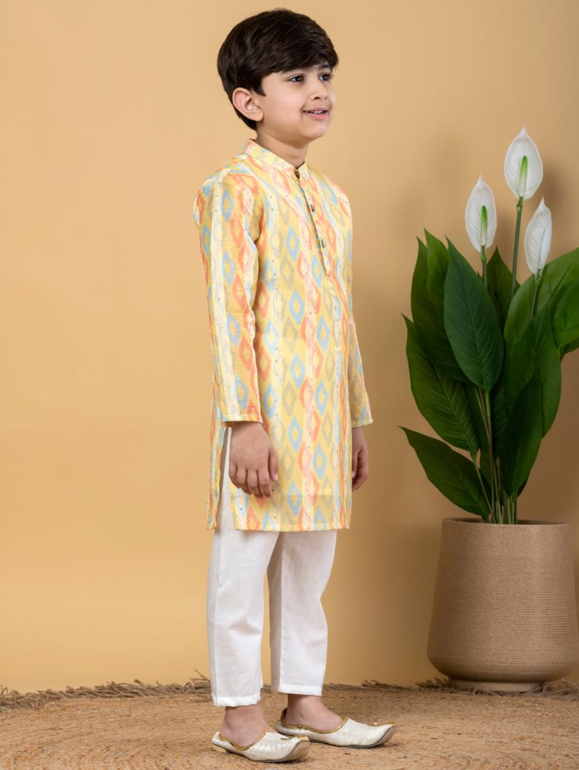 boys printed long sleeves kurta pyjama set - 21766932 - Standard Image - 2