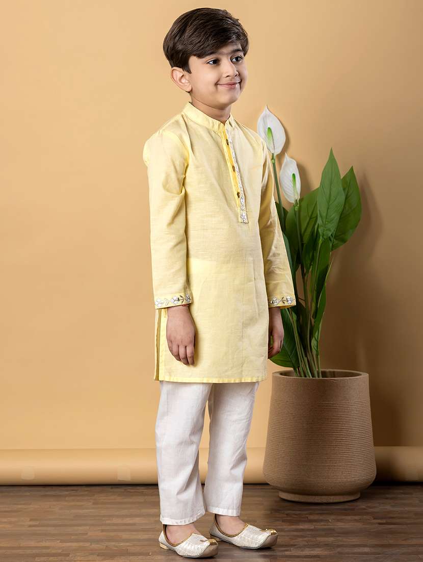 boys solid long sleeves kurta pyjama set - 21766939 -  Standard Image - 2