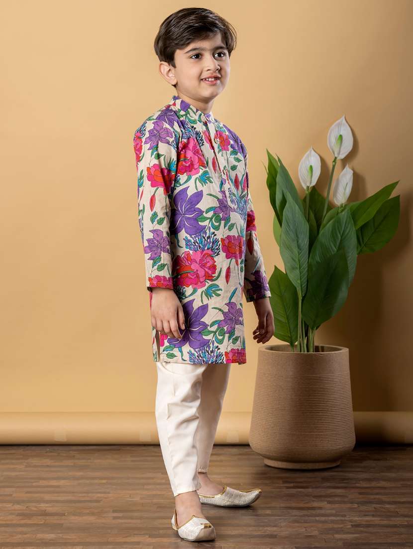 boys printed long sleeves kurta pyjama set - 21766943 -  Standard Image - 2