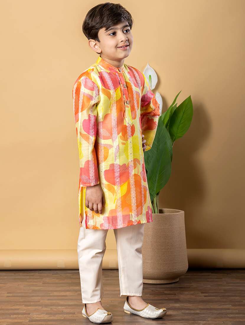 boys printed long sleeves kurta pyjama set - 21766952 -  Standard Image - 2