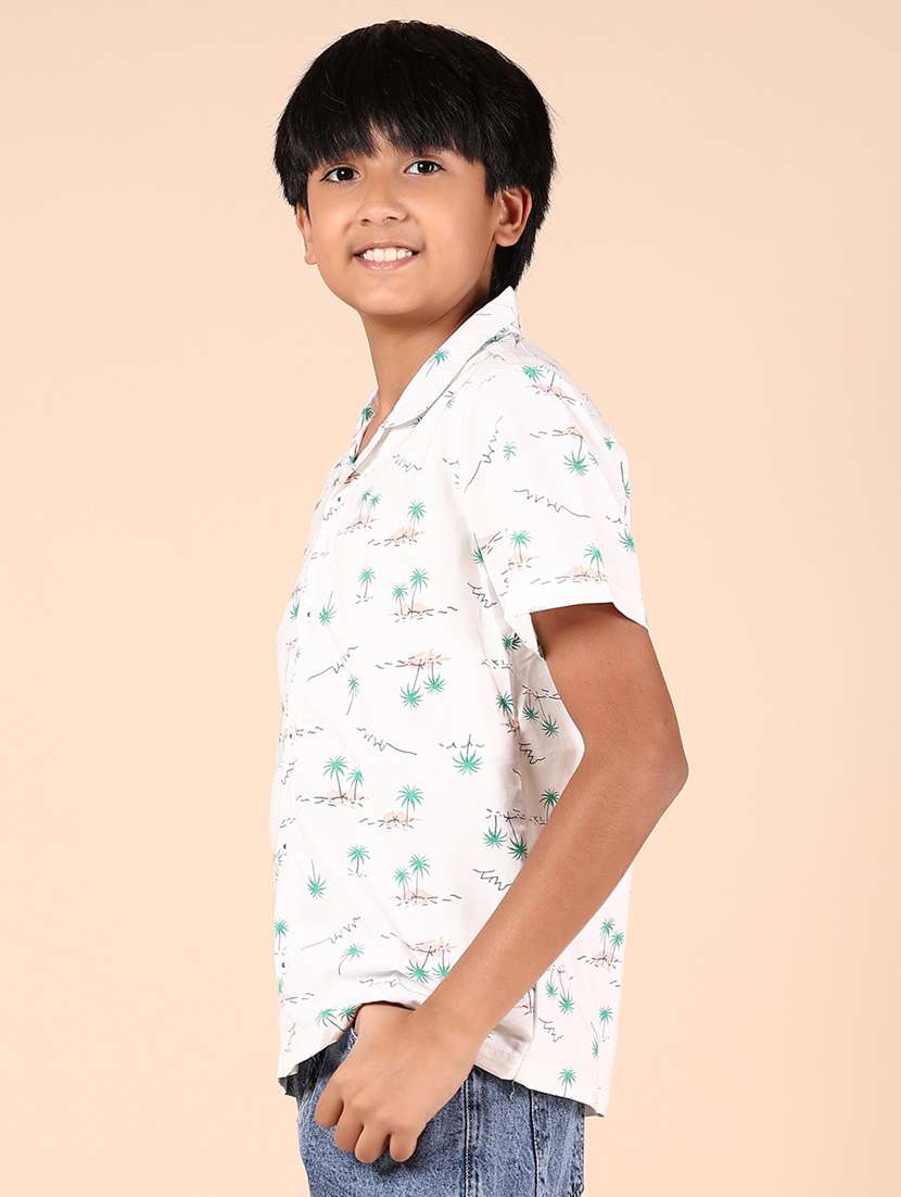 boys white printed short sleeve casual shirt - 21767020 -  Standard Image - 2