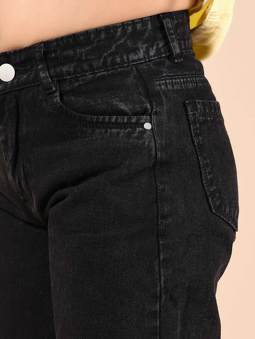 girls black solid mid rise straight fit jean - 21767071 - Standard Image - 2