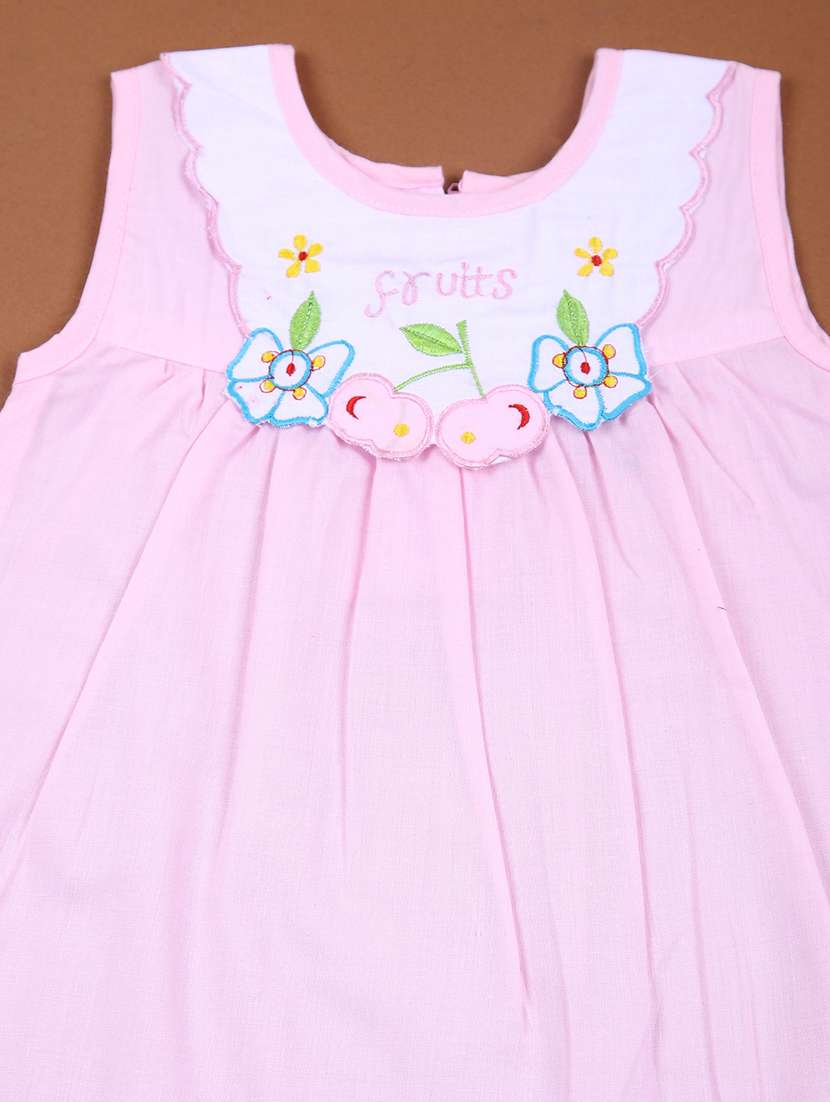 girls embroidered round neck sleeveless frock - 21767076 -  Standard Image - 2