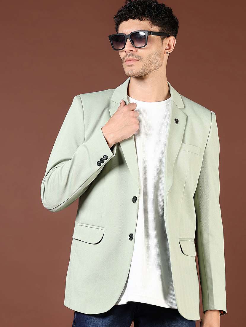men solid long sleeve lapel collar blazer - 21767106 - Zoom Image - 0