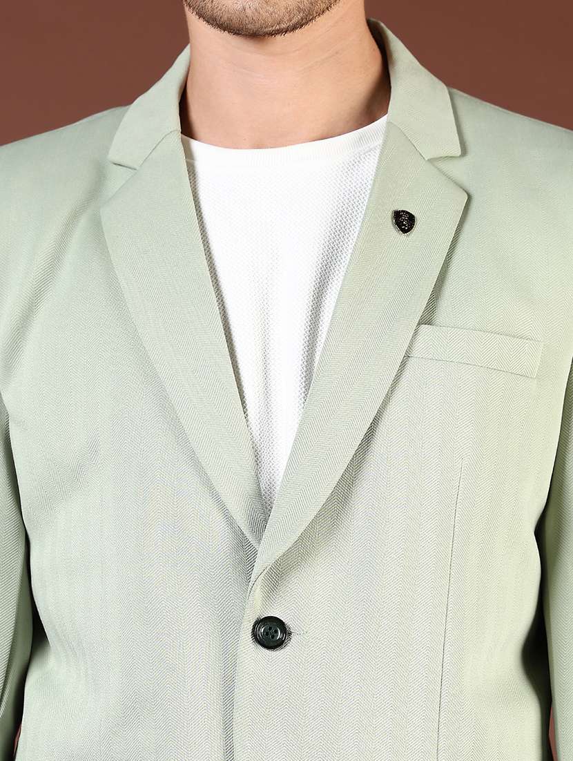 men solid long sleeve lapel collar blazer - 21767106 - Standard Image - 2