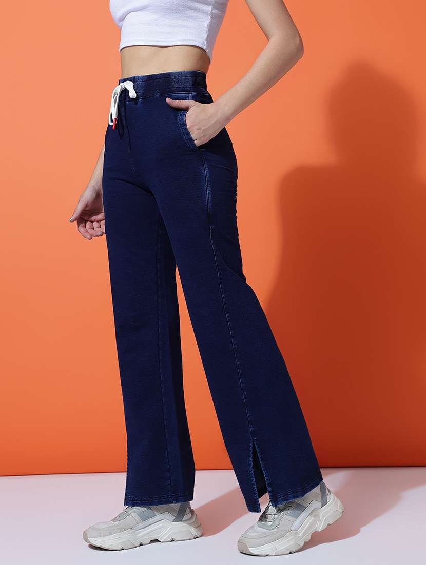 women solid mid rise track pant - 21767268 -  Standard Image - 2