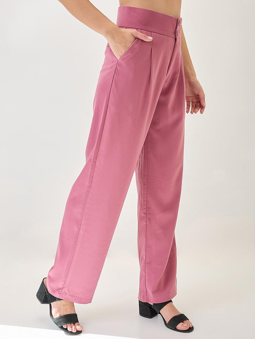 globus women dusky pink mid-rise pleated formal korean pants - 21767506 - Standard Image - 2