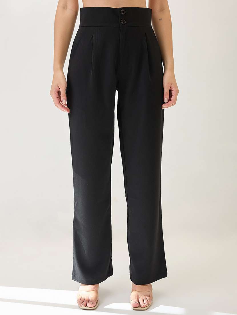 globus women black mid-rise pleated formal korean pants - 21767507 - Zoom Image - 0