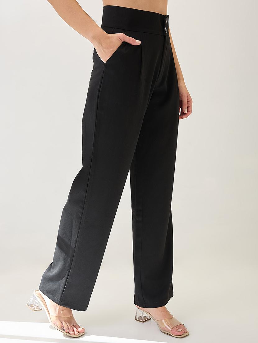 globus women black mid-rise pleated formal korean pants - 21767507 - Standard Image - 2