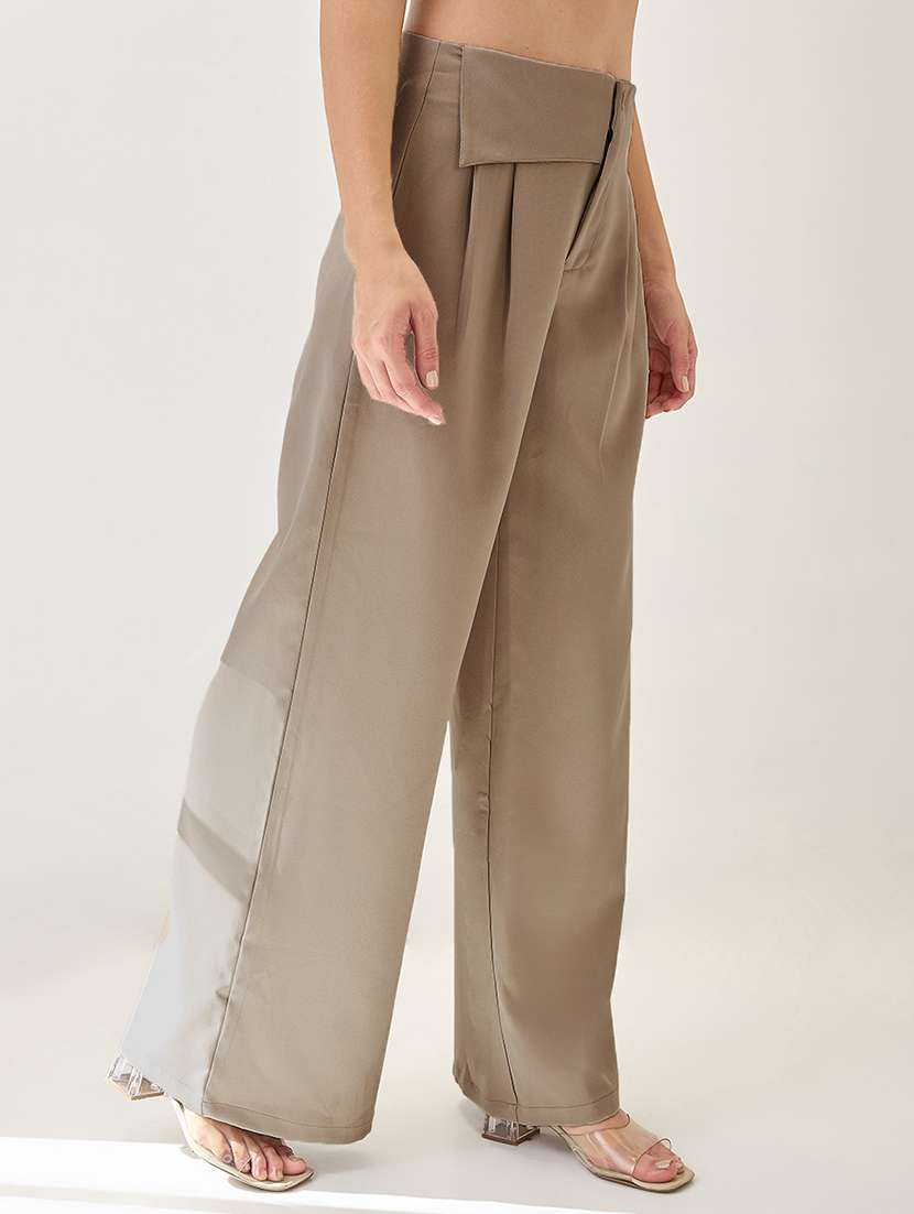 globus women mouse solid mid rise pleated formal korean pants - 21767508 -  Standard Image - 2