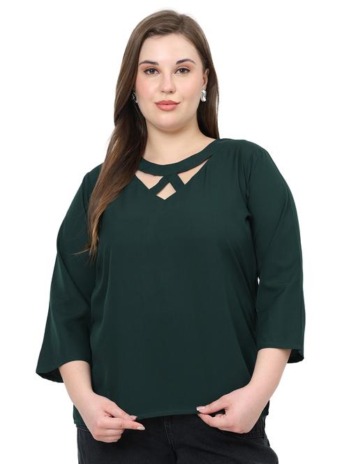 women plus size solid round neck top - 21767575 - Standard Image - 0