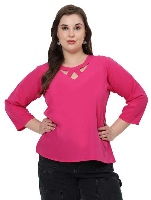 women plus size solid round neck top - 21767576 -  Standard Image - 0