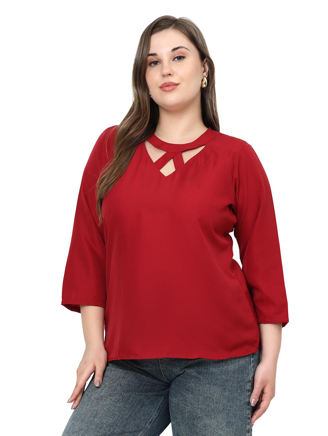women plus size solid round neck top - 21767577 -  Zoom Image - 0
