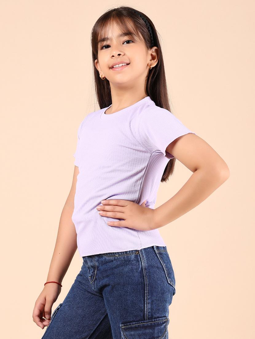 girls lavender short sleeve top - 21767696 - Standard Image - 2