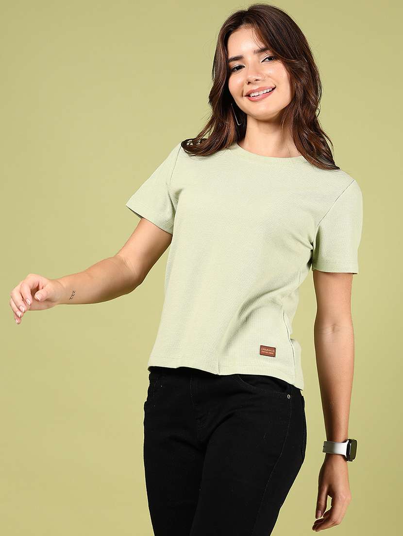 women solid short sleeve regular t-shirt - 21767703 -  Standard Image - 2