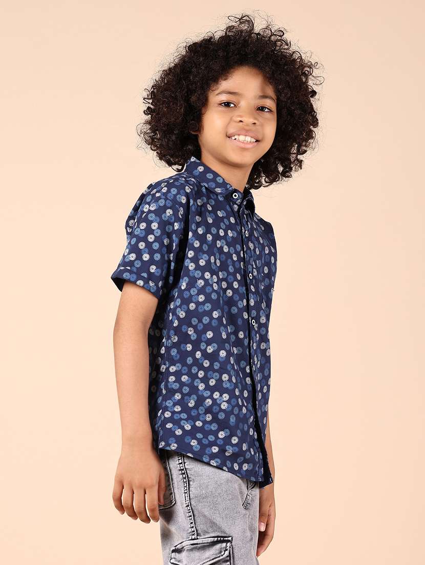 boys blue printed short sleeve casual shirt - 21767704 -  Standard Image - 2