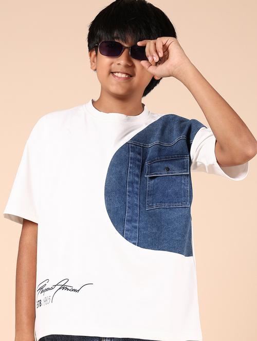 boys white placement print short sleeve t-shirt - 21767707 - Standard Image - 0