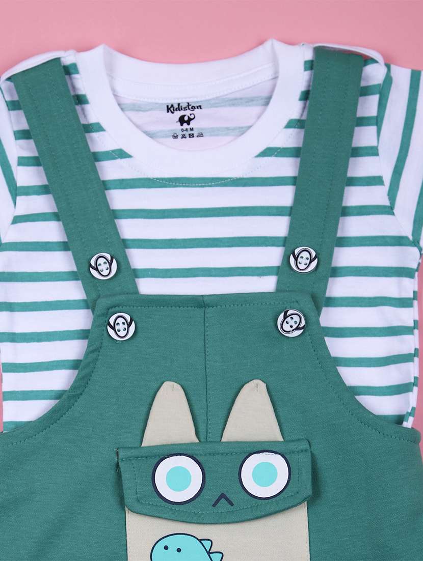 boys striped t-shirt with dungree - 21767760 - Standard Image - 2