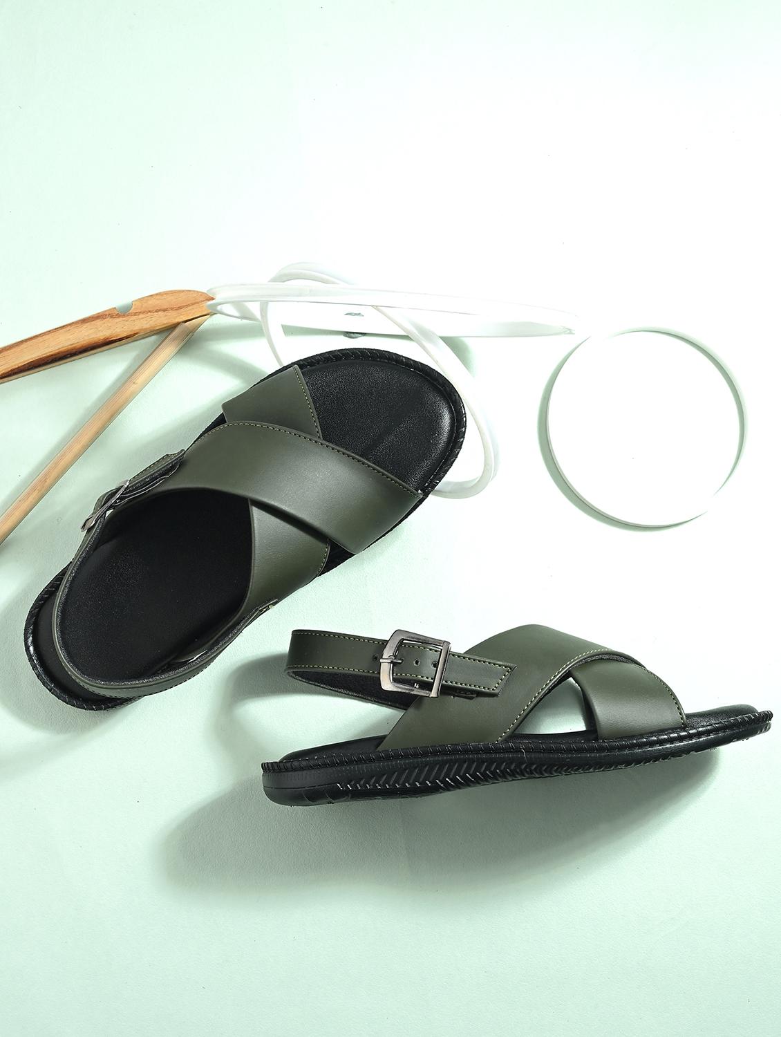 men olive back strap sandal - 21767943 - Zoom Image - 0
