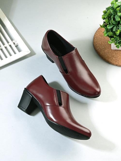 women maroon slip on formal shoe - 21767949 - Standard Image - 0