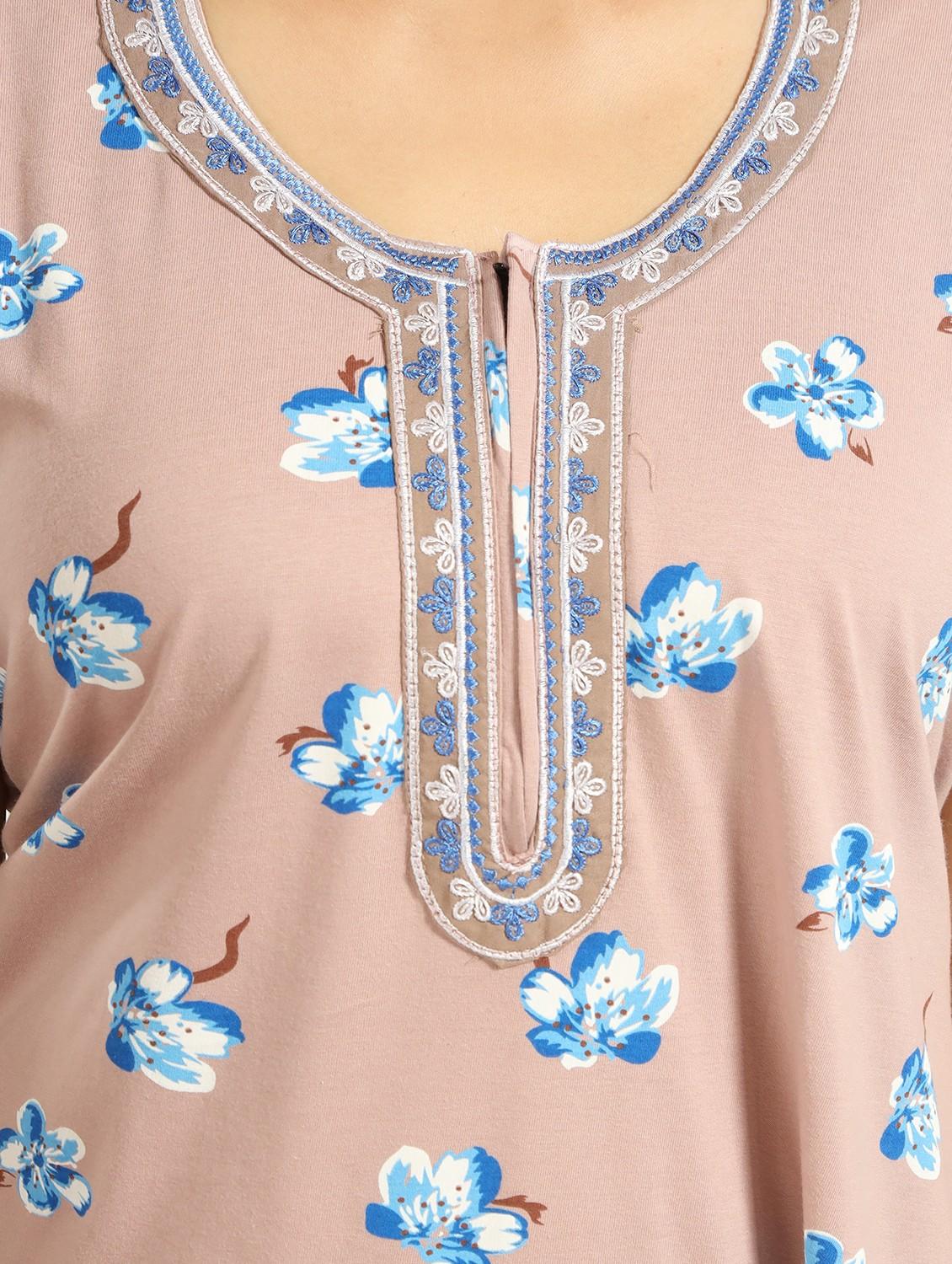 women printed short sleeves nighty - 21768024 - Standard Image - 2