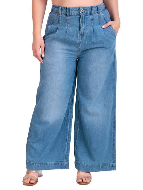 women plus size solid high rise wide leg jean - 21768029 - Standard Image - 0