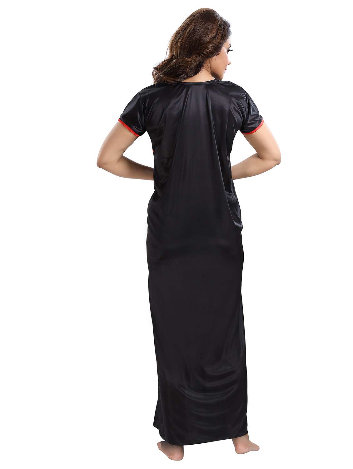 women solid short sleeves nighty - 21768030 - Standard Image - 2