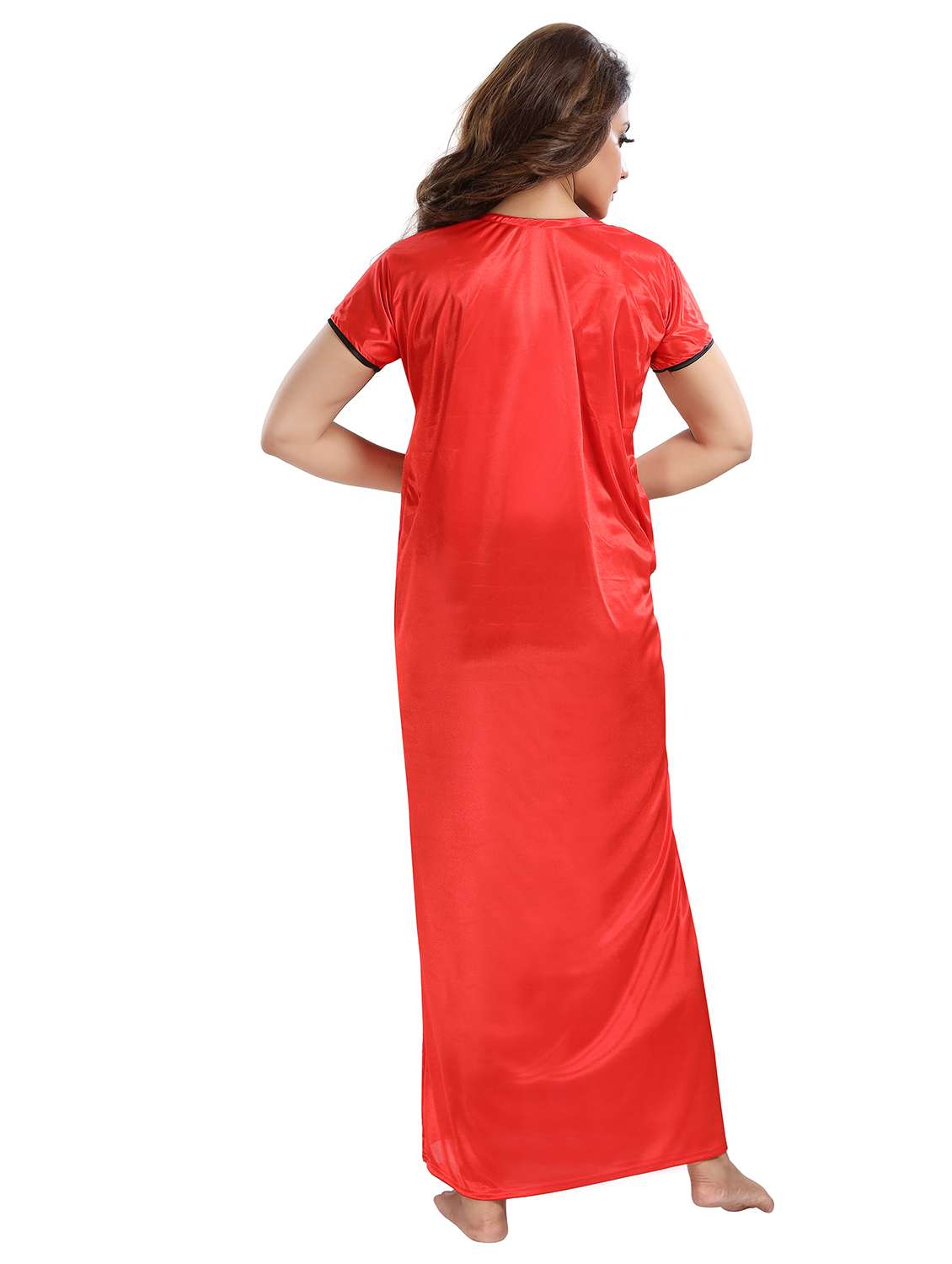 women solid short sleeves nighty - 21768035 - Standard Image - 2