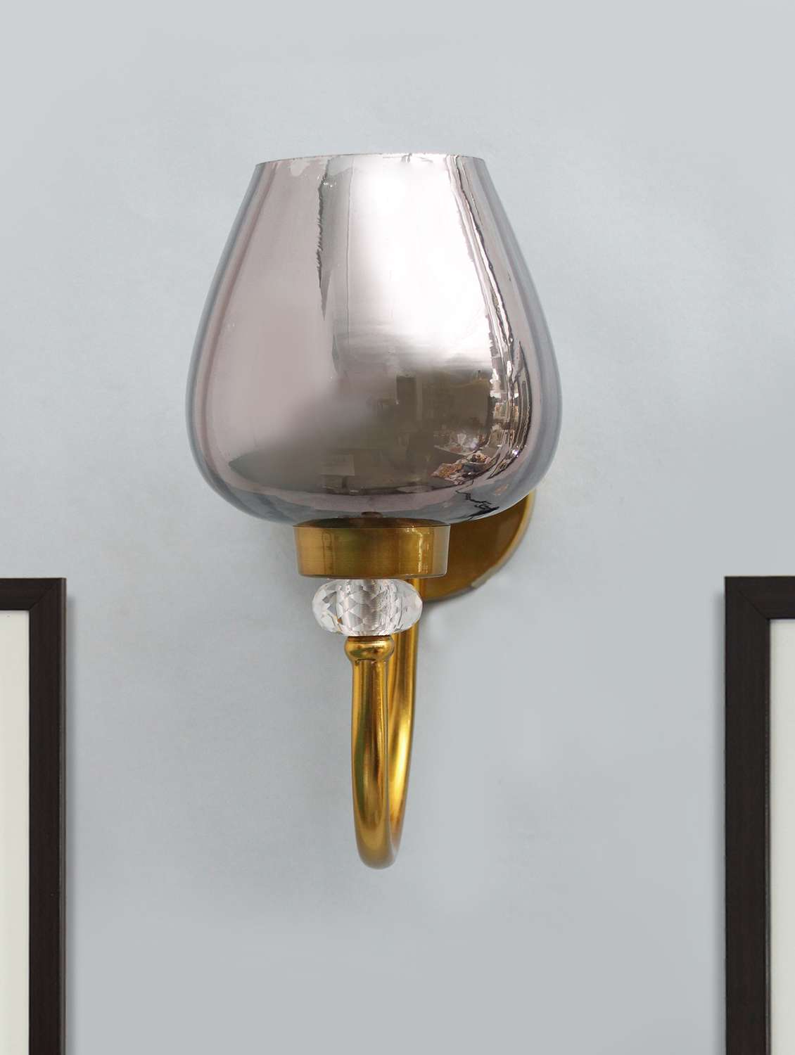 luxury golden finish wall sconce with smoked glass