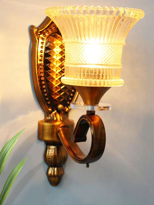vintage brass wall sconce with crystal pendant and decorative - 21768047 - Standard Image - 0