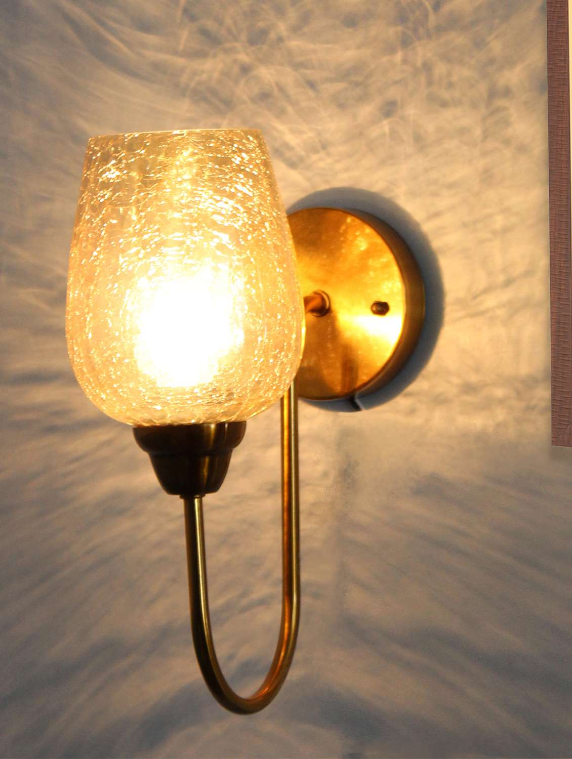 vintage gold finish wall light with crackled glass