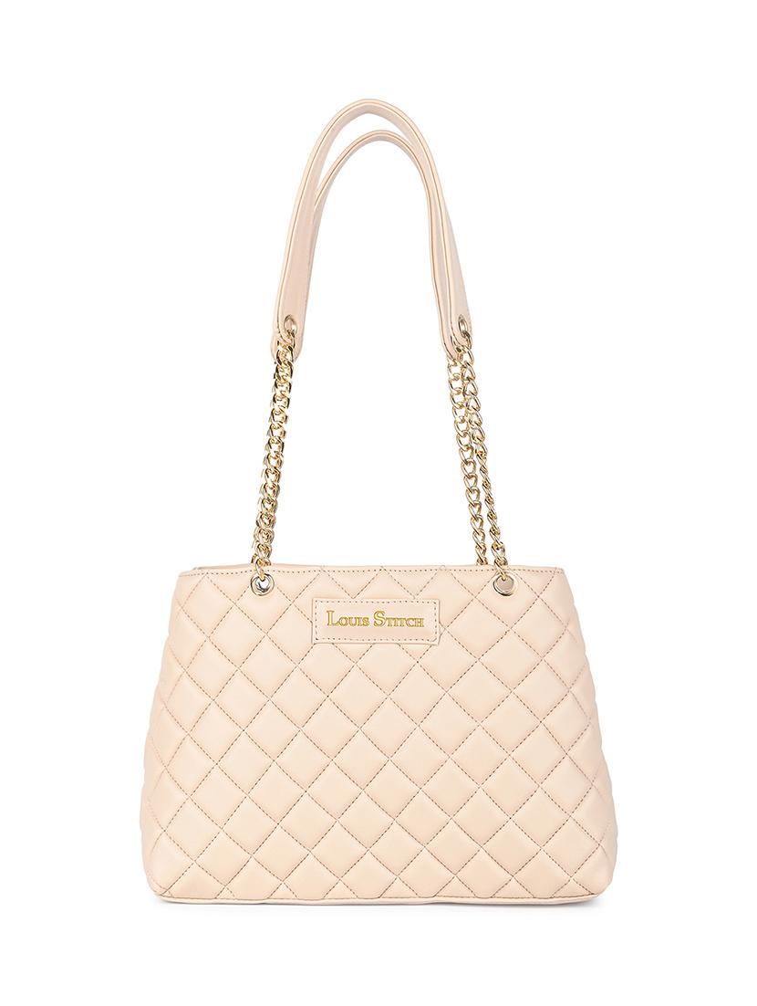 women beige textured handbag - 21768091 - Standard Image - 2