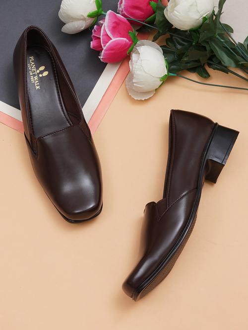 women brown slip on formal shoe - 21768137 -  Standard Image - 0