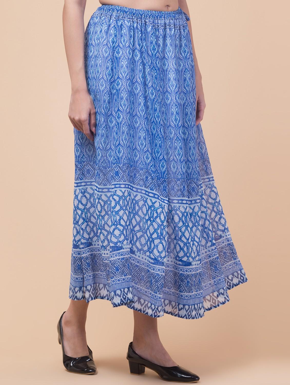 women printed mid rise flared skirt - 21768161 - Standard Image - 2