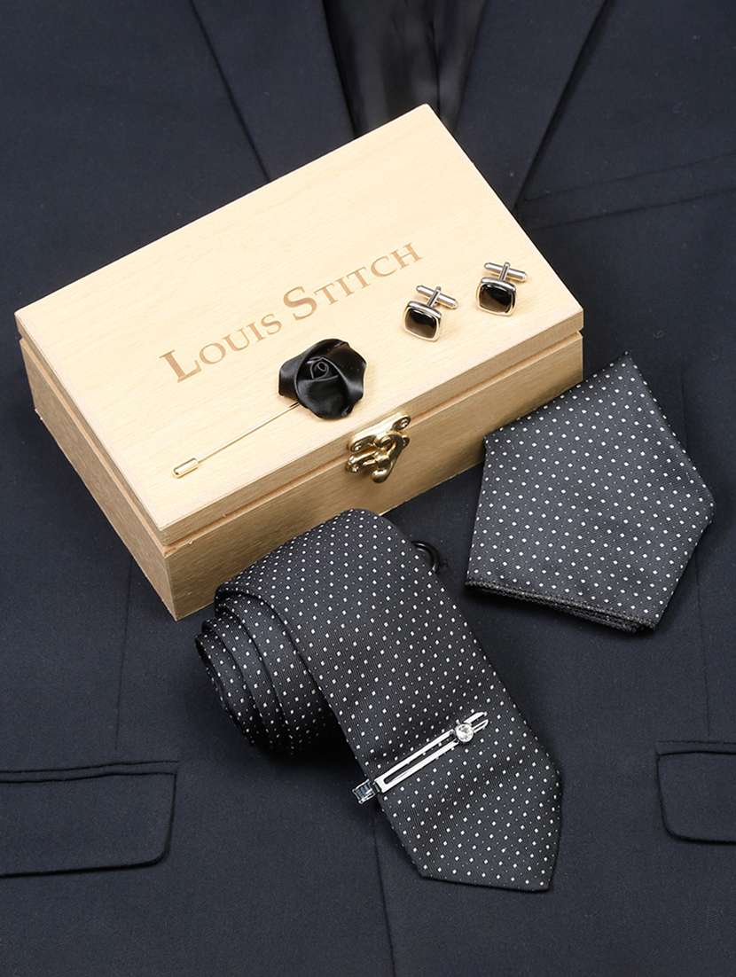 men silk cufflink & tie pin set
