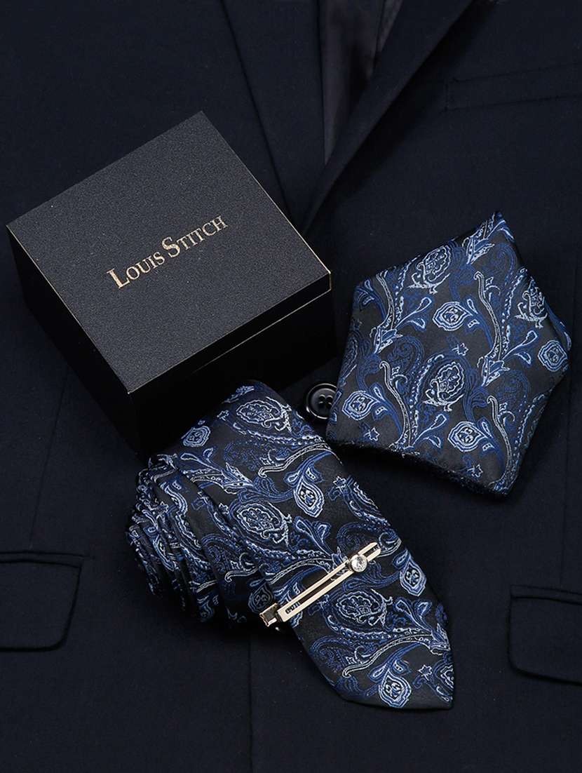 men silk cufflink & tie pin set