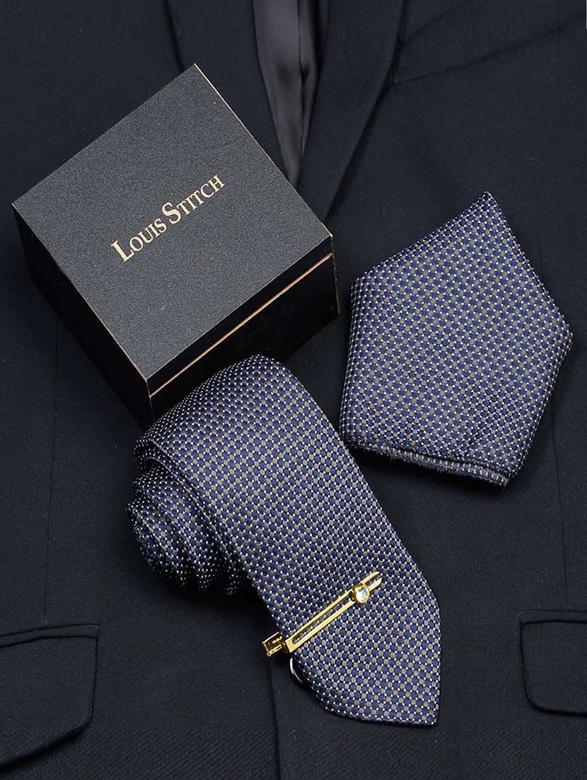men silk cufflink & tie pin set