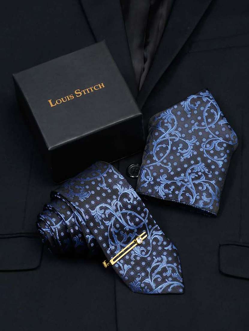men silk cufflink & tie pin set